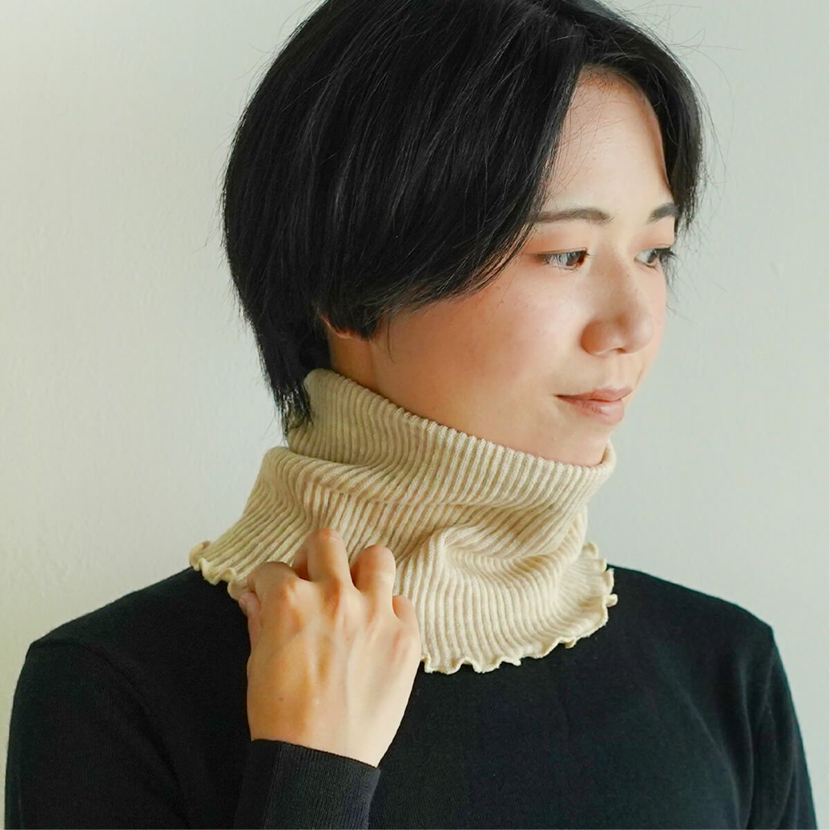 絹屋 内側シルク 外側ウール 2重編みネックウォーマー | DAIGO
