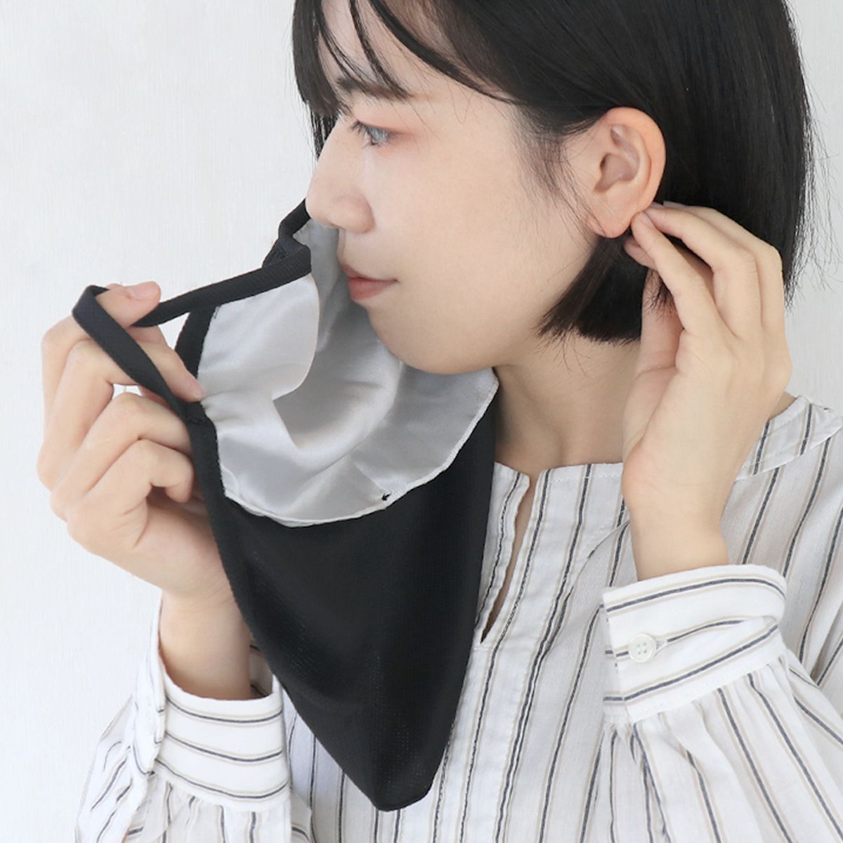 絹屋 熱がこもりにくいから快適 内側シルクサテン UVフェイスカバー