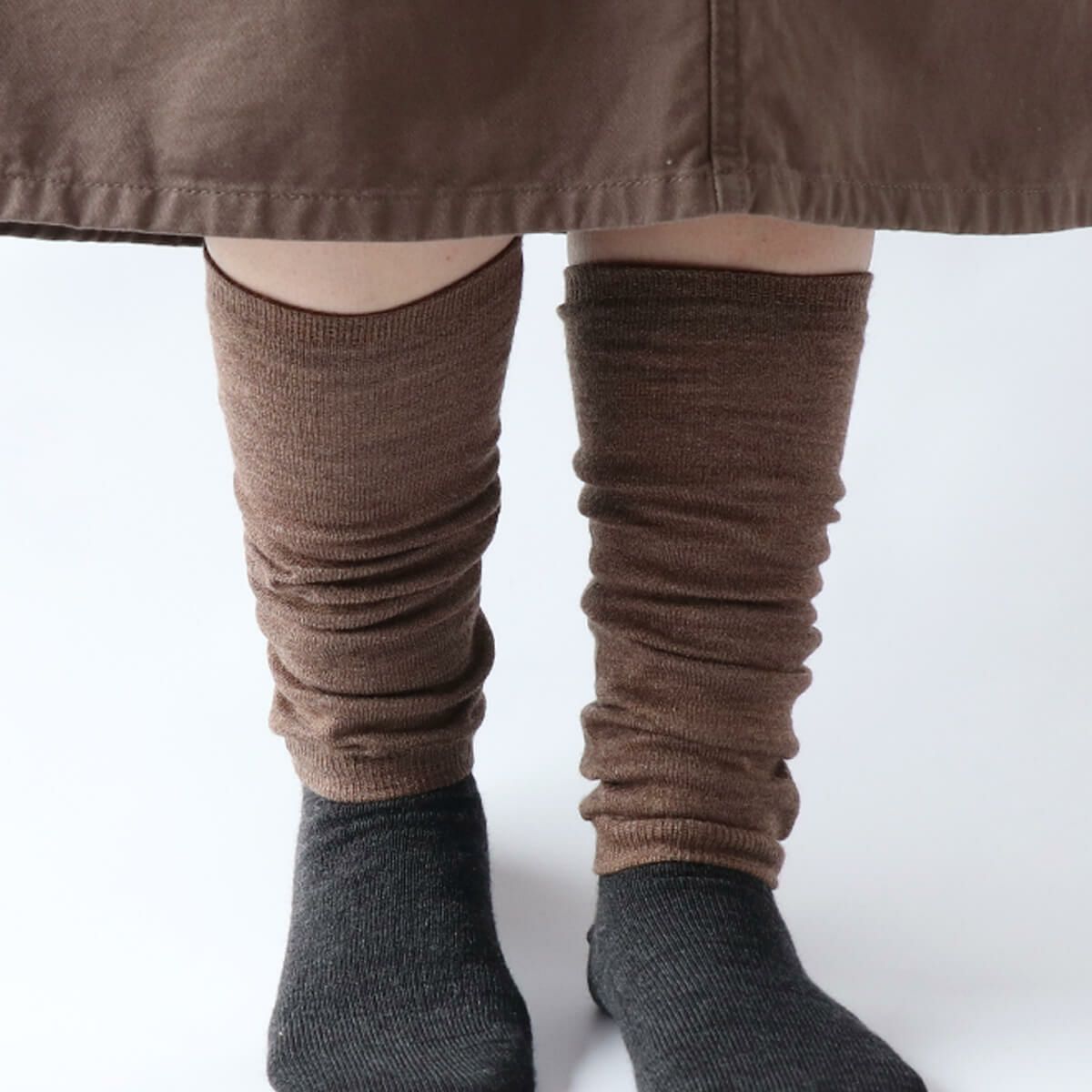 絹屋 内側シルク2重編み チクチクしにくいウールレッグウォーマー