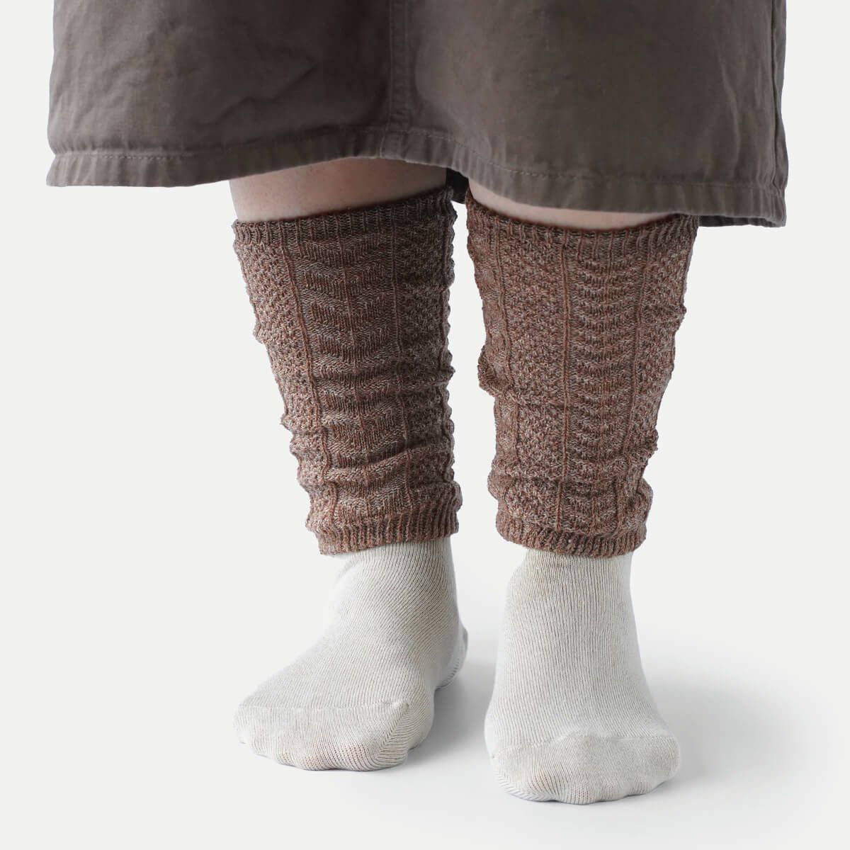 絹屋 内側シルク2重編み 毛混レッグウォーマー 編み柄 | DAIGO